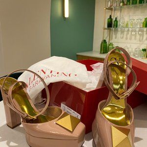 VALENTINO GARAVANI - 120MM MAXI STUD ANKLE STRAP - ROSE CANNELLE